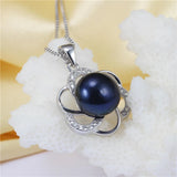 Freshwater Pearl Charm Necklace 925 Silver Zircon Pendant