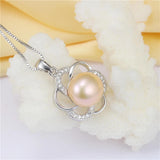 Freshwater Pearl Charm Necklace 925 Silver Zircon Pendant