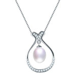 Freshwater Oval Pearl Necklace 925 Sterling Silver Zircon Pendant Necklace
