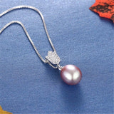 Natural Freshwater Pearl Necklace 925 Silver Pendant for Women