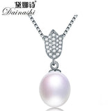 Natural Freshwater Pearl Necklace 925 Silver Pendant for Women