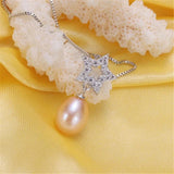 Natural Freshwater Oval Pearl Pendant Zircon Star Jewelry