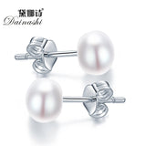 Natural Freshwater Pearl 925 Sterling Silver Stud Earrings for Women
