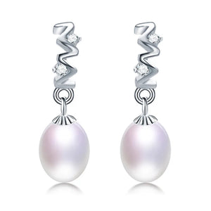 Freshwater Pearl Drop Earrings 925 Silver