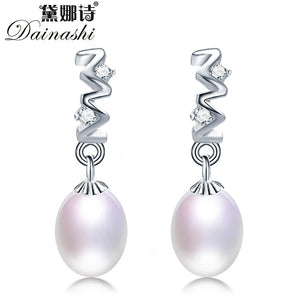 Freshwater Pearl Drop Earrings 925 Silver