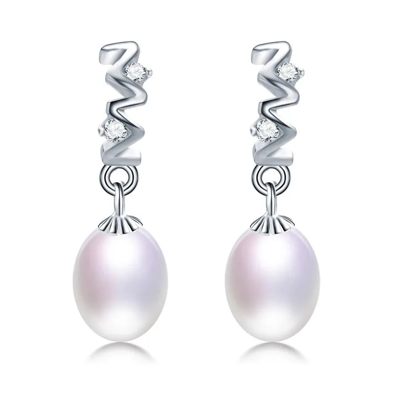 Freshwater Pearl Drop Earrings 925 Silver