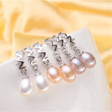 Freshwater Pearl Drop Earrings 925 Silver