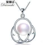 Freshwater Pearl Necklace 925 Silver Zircon Pendant Jewelry Women