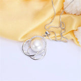 Freshwater Pearl Necklace 925 Silver Zircon Pendant Jewelry Women