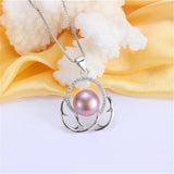 Freshwater Pearl Necklace 925 Silver Zircon Pendant Jewelry Women