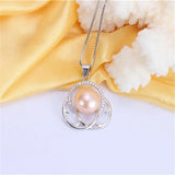 Freshwater Pearl Necklace 925 Silver Zircon Pendant Jewelry Women