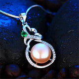 Natural Freshwater Pearl Necklace 925 Silver Zircon Pendant