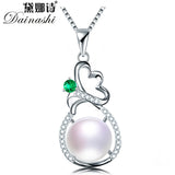 Natural Freshwater Pearl Necklace 925 Silver Zircon Pendant