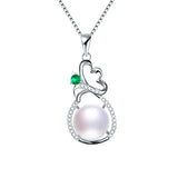 Natural Freshwater Pearl Necklace 925 Silver Zircon Pendant