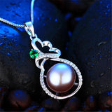 Natural Freshwater Pearl Necklace 925 Silver Zircon Pendant