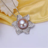 Freshwater Pearl Necklace 925 Sterling Silver Cross Zircon Pendant