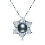 Freshwater Pearl Necklace 925 Sterling Silver Cross Zircon Pendant
