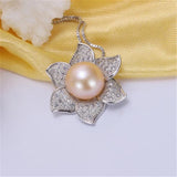 Freshwater Pearl Necklace 925 Sterling Silver Cross Zircon Pendant