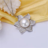 Freshwater Pearl Necklace 925 Sterling Silver Cross Zircon Pendant