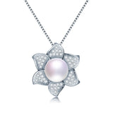 Freshwater Pearl Necklace 925 Sterling Silver Cross Zircon Pendant