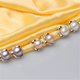 Freshwater Pearl Stud Earrings 925 Sterling Silver Zircon Cross Earrings