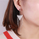 Freshwater Pearls Drop Earrings 925 Silver Triangle Tassel Dangle
