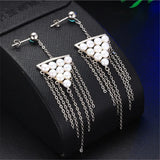Freshwater Pearls Drop Earrings 925 Silver Triangle Tassel Dangle
