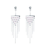 Freshwater Pearls Drop Earrings 925 Silver Triangle Tassel Dangle