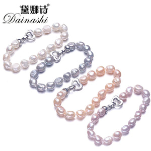 Baroque Pearl Bracelet 925 Silver Clasp Women