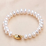 8-9mm Freshwater Pearl Bracelets, 925 Sterling Silver Clasp, White Pink Purple
