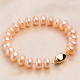8-9mm Freshwater Pearl Bracelets, 925 Sterling Silver Clasp, White Pink Purple