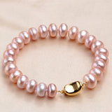 8-9mm Freshwater Pearl Bracelets, 925 Sterling Silver Clasp, White Pink Purple