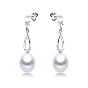 4 Colors Women 8-9mm Freshwater Pearl Drop Earrings AAAA