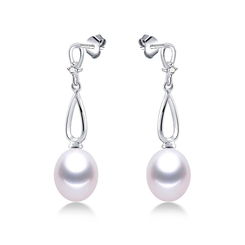 4 Colors Women 8-9mm Freshwater Pearl Drop Earrings AAAA
