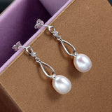 4 Colors Women 8-9mm Freshwater Pearl Drop Earrings AAAA