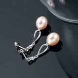 4 Colors Women 8-9mm Freshwater Pearl Drop Earrings AAAA