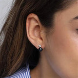 925 Silver Pearl Stud Earrings with Zircon Rhinestones