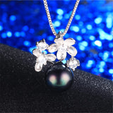 925 Silver Flower Pendant Freshwater Pearl Necklace