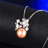 925 Silver Flower Pendant Freshwater Pearl Necklace