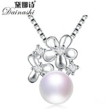 925 Silver Flower Pendant Freshwater Pearl Necklace