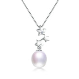 925 Silver Star Zircon Pendant & Pearl Necklace