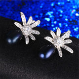 925 Silver Zircon Daisy Earrings Natural Freshwater Pearl Women