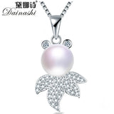 925 Silver Goldfish Pendant Necklace with Zircon