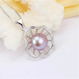 925 Silver Zircon&Pearl Pendant Necklace for Women