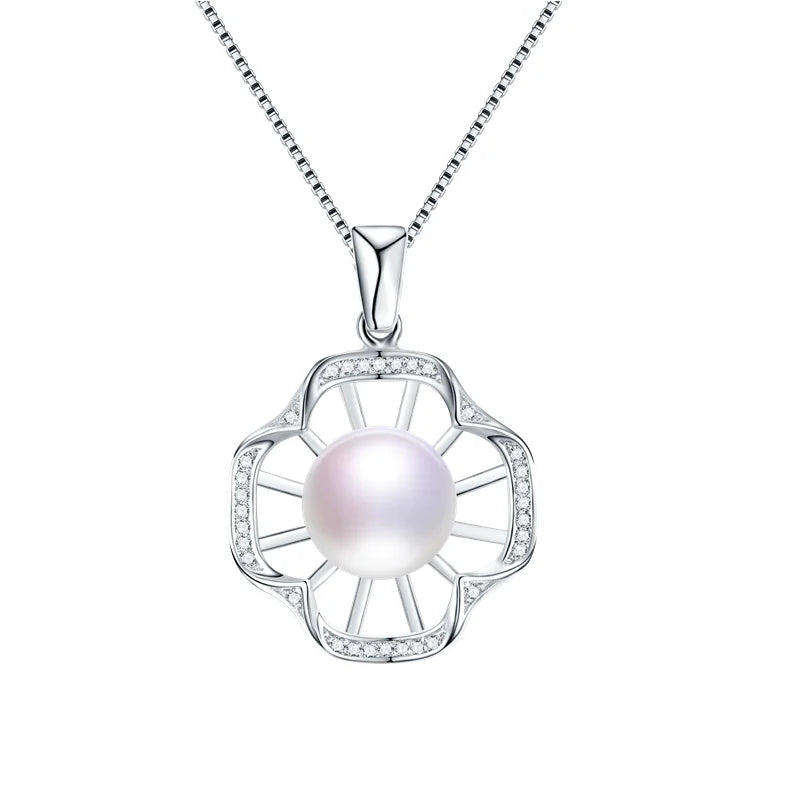 925 Silver Zircon&Pearl Pendant Necklace for Women
