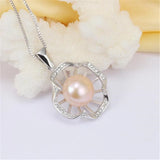 925 Silver Zircon&Pearl Pendant Necklace for Women