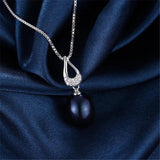 925 Silver Zircon Pendant Necklace for Women with Natural Pearl