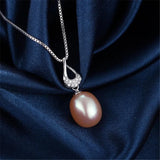 925 Silver Zircon Pendant Necklace for Women with Natural Pearl
