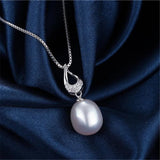 925 Silver Zircon Pendant Necklace for Women with Natural Pearl