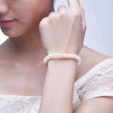 925 Silver Pearl Charms Bracelet Pink Purple Natural Pearls 8-9mm